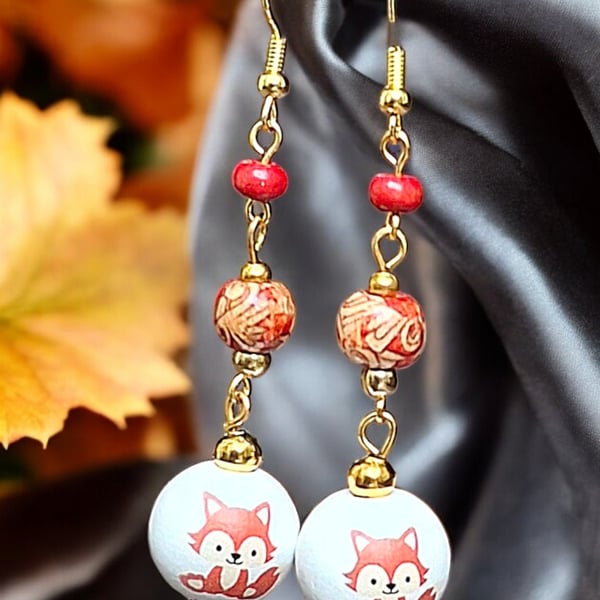 Fox earrings, animal jewellery, fox jewellery, animal earrings, woodland jewelle