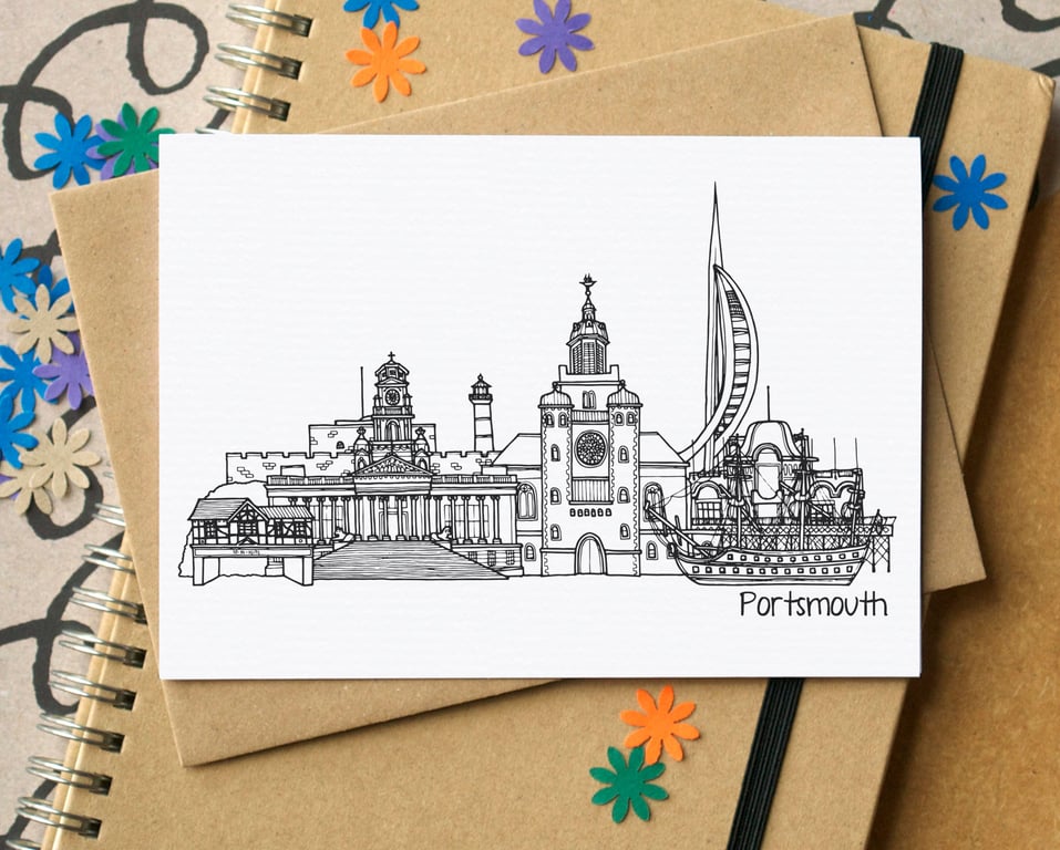 Portsmouth Skyline Greetings Card