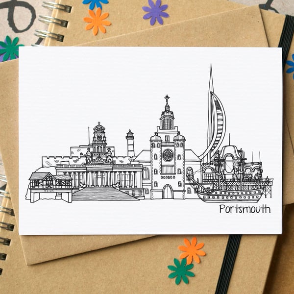Portsmouth Skyline Greetings Card