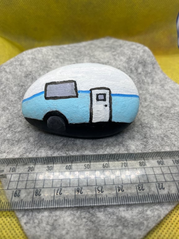 Hand painted 'caravan' pebble. 