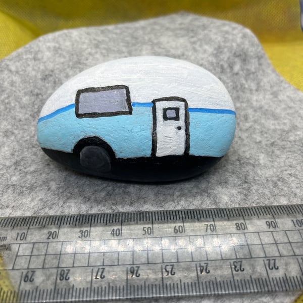 Hand painted 'caravan' pebble. 