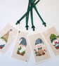 Set of 4 Christmas gnomes gift tags - Image 1