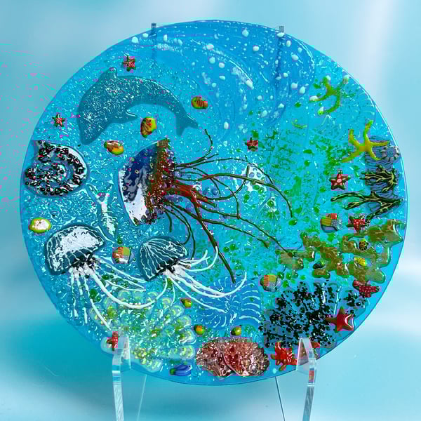 Large Fused Glass Bowl-Under the Sea