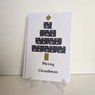Merry Christmas card with a washi tape Christmas Tree