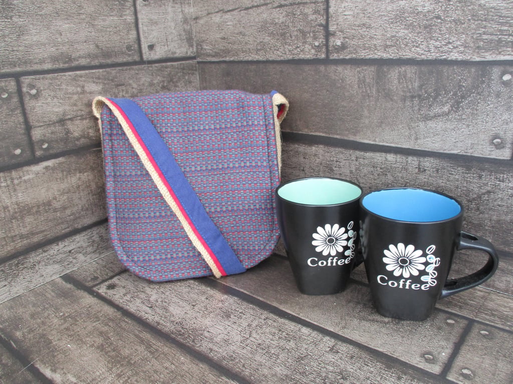 Upcycled Coffee Sack Mini Shoulder Bag Sustainable Crossbody