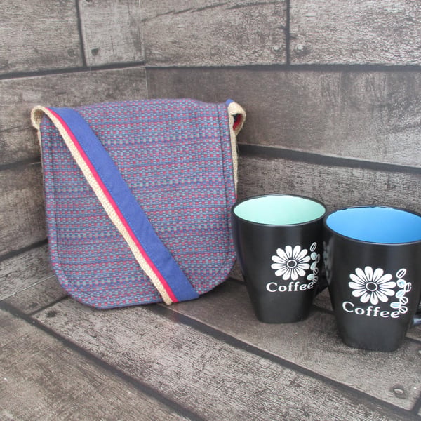 Upcycled Coffee Sack Mini Shoulder Bag Sustainable Crossbody