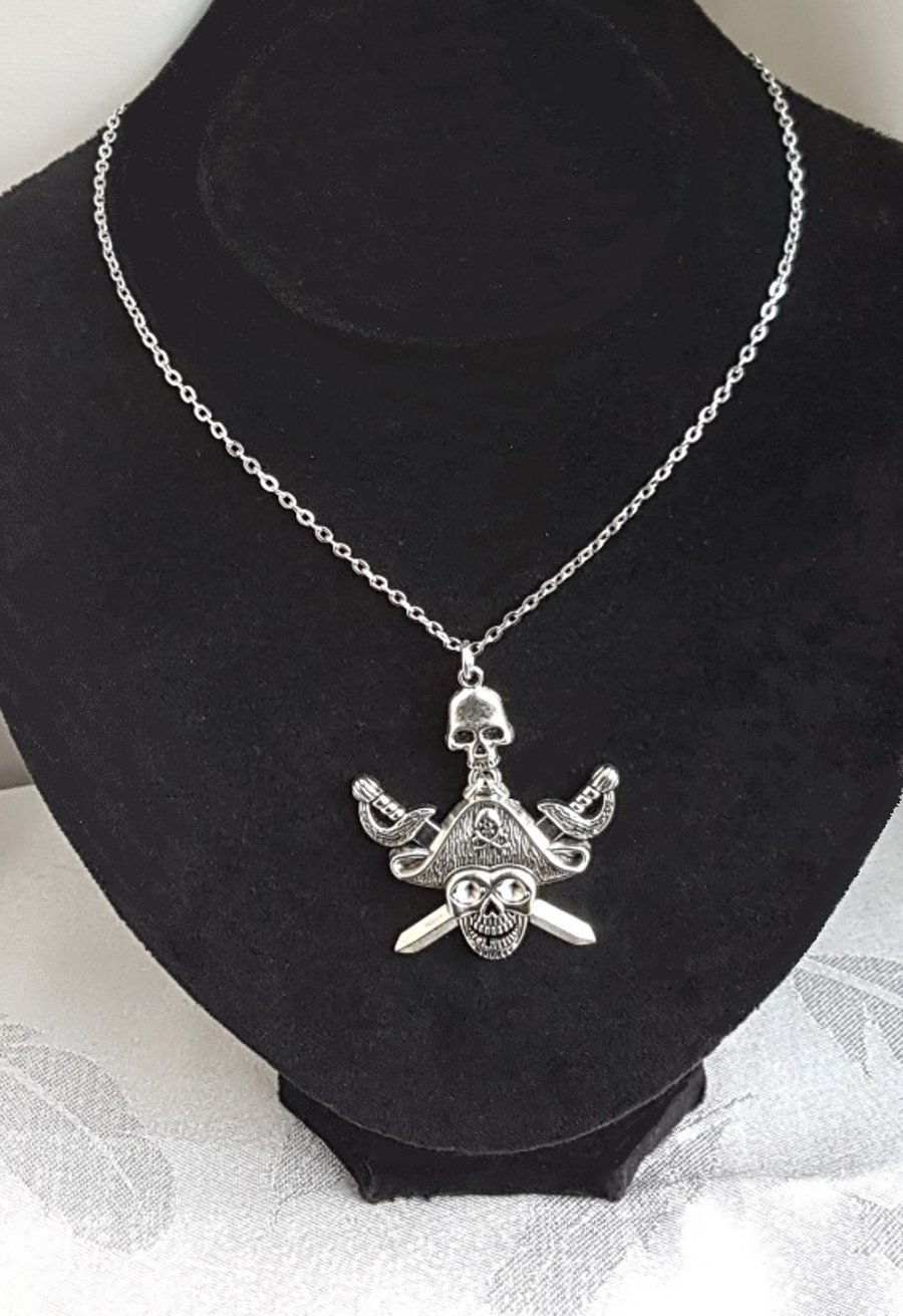 Buccaneer Pirate Skull Necklace