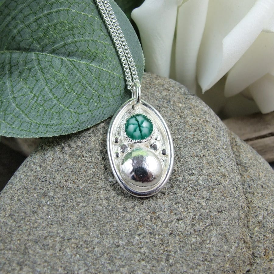 Sterling Silver and Fused Glass Necklace