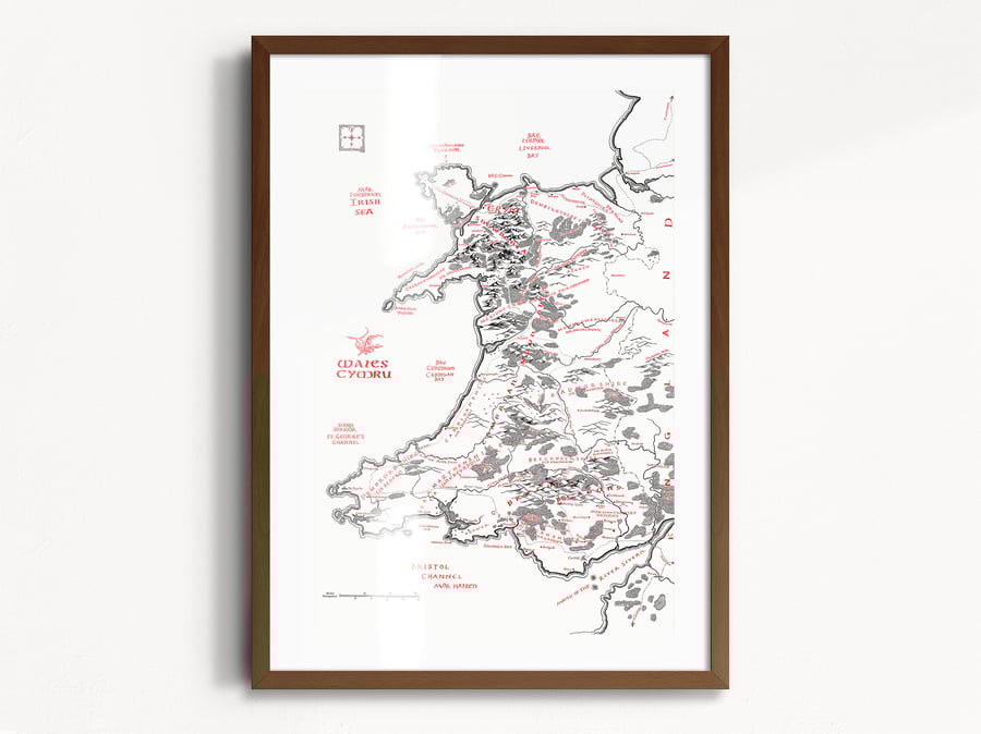 Wales Map inspired by Tolkien