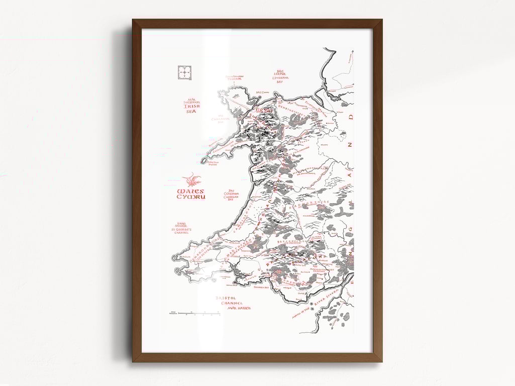 Wales Map inspired by Tolkien