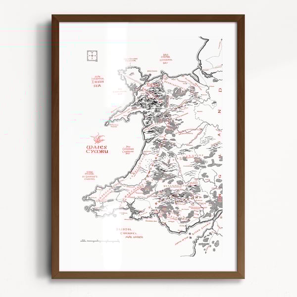 Wales Map inspired by Tolkien