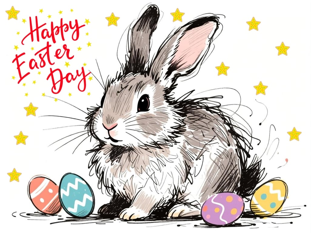 Happy Easter Bunny Greeting Card A5 Size 