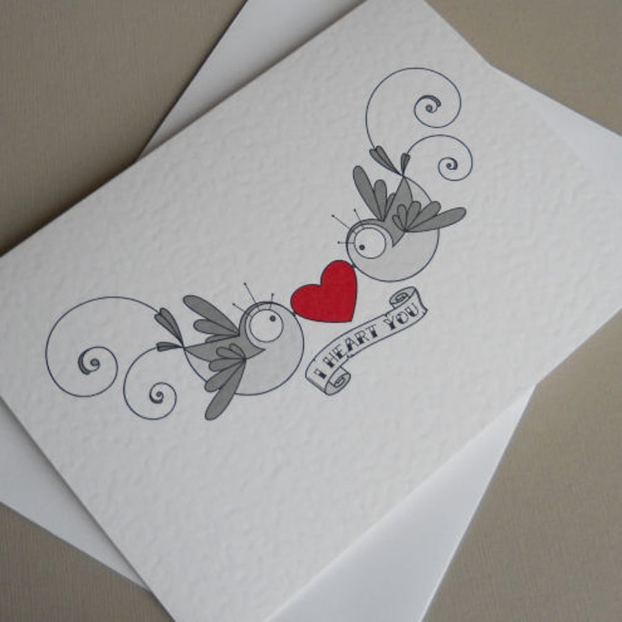 swallow pair valentines card