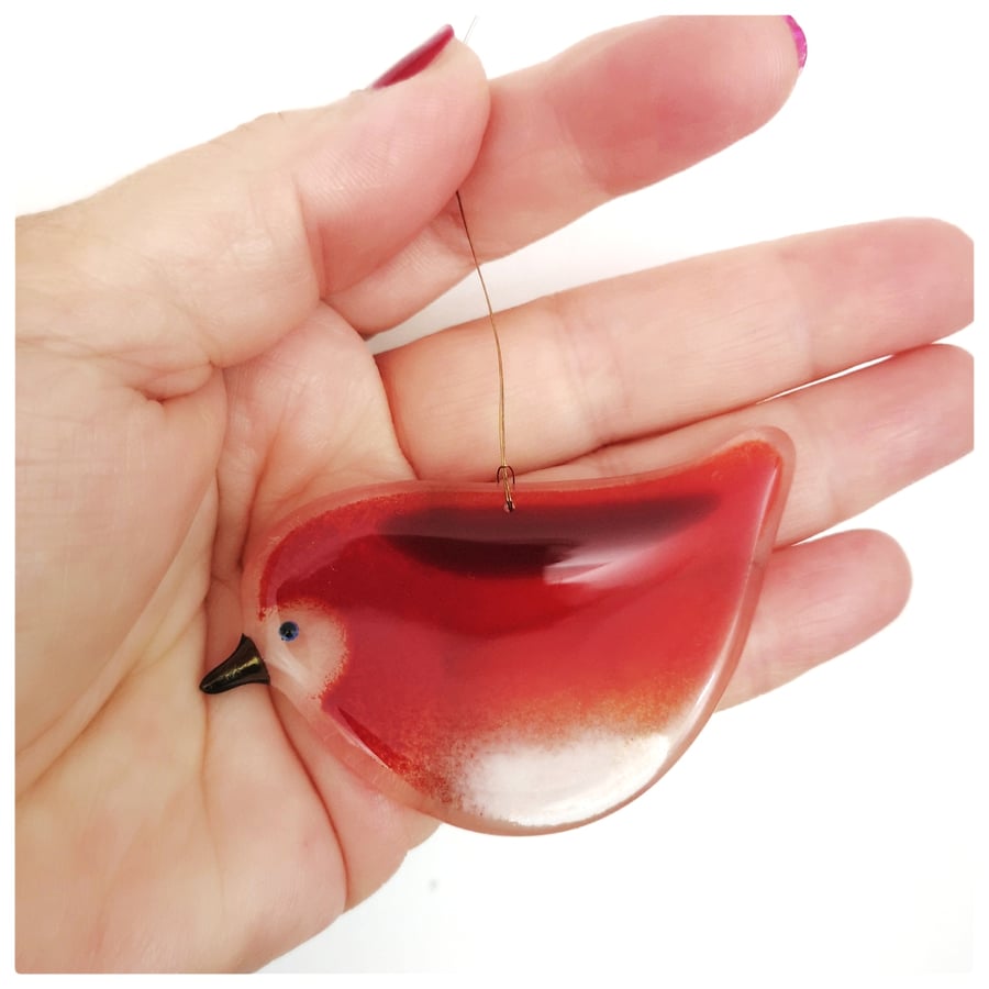 small glass robin decoration 