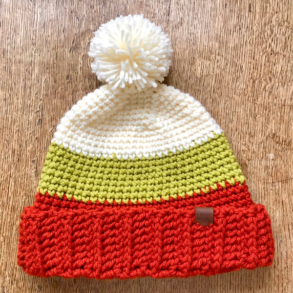 Ladies Autumn chunky crocheted hat.