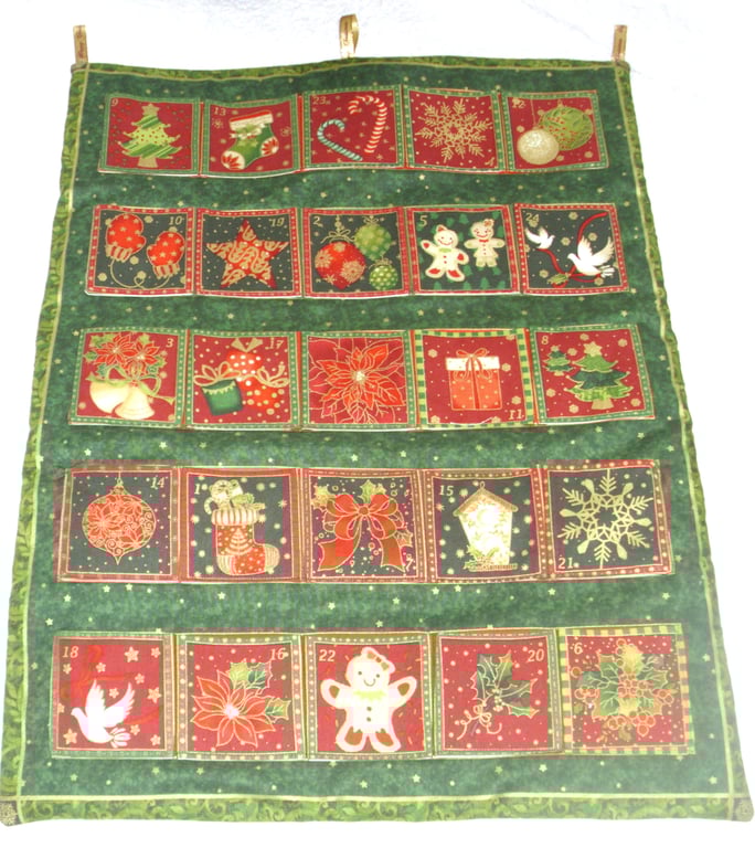 Advent Calendar ,Fabric Advent Calendar Gingerbread and Candy canes Adven