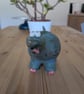 Blue dinosaur, ceramic diplodocus, sculpture 