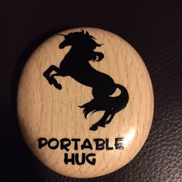 Portable Unicorn Hug Pebble - Wooden - Small Size 