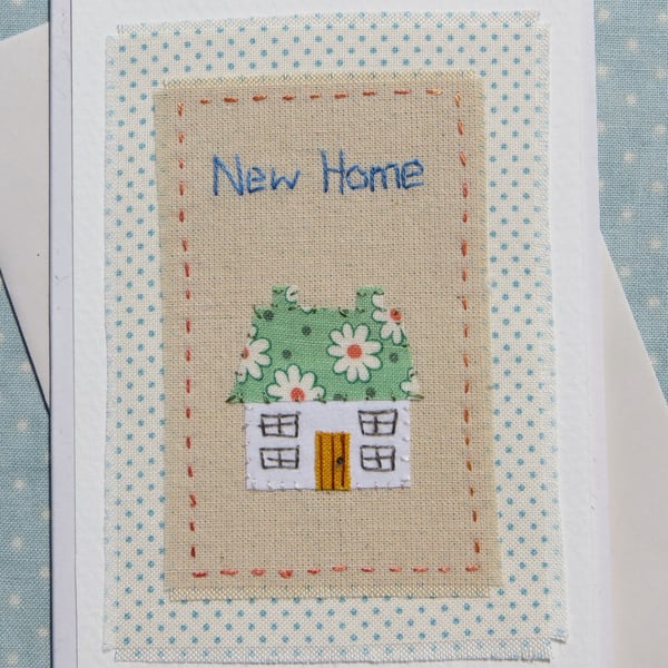 Hand-stitched new home card to brighten up a busy day of un-packing!