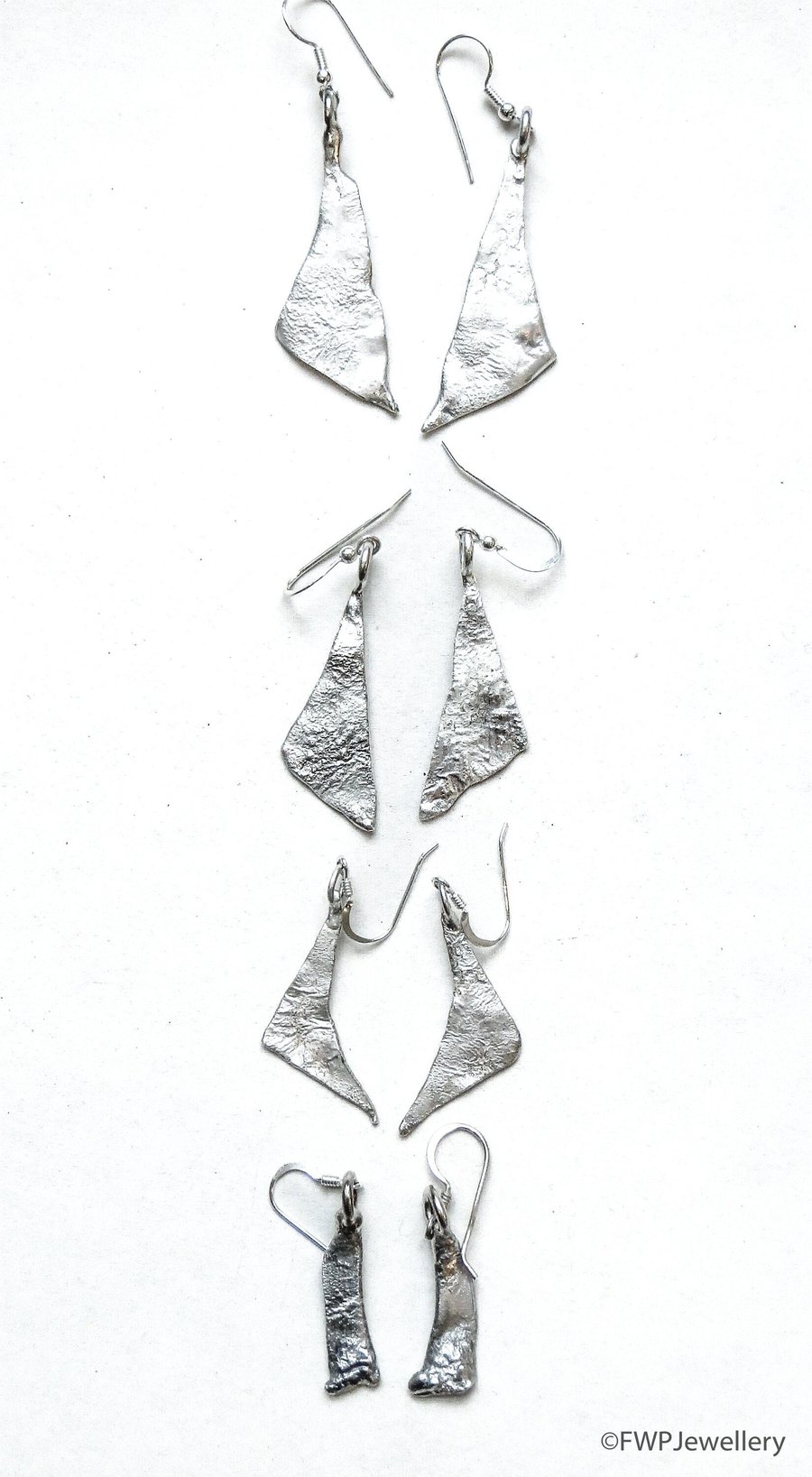 Beaten Leaf Silver Earrings