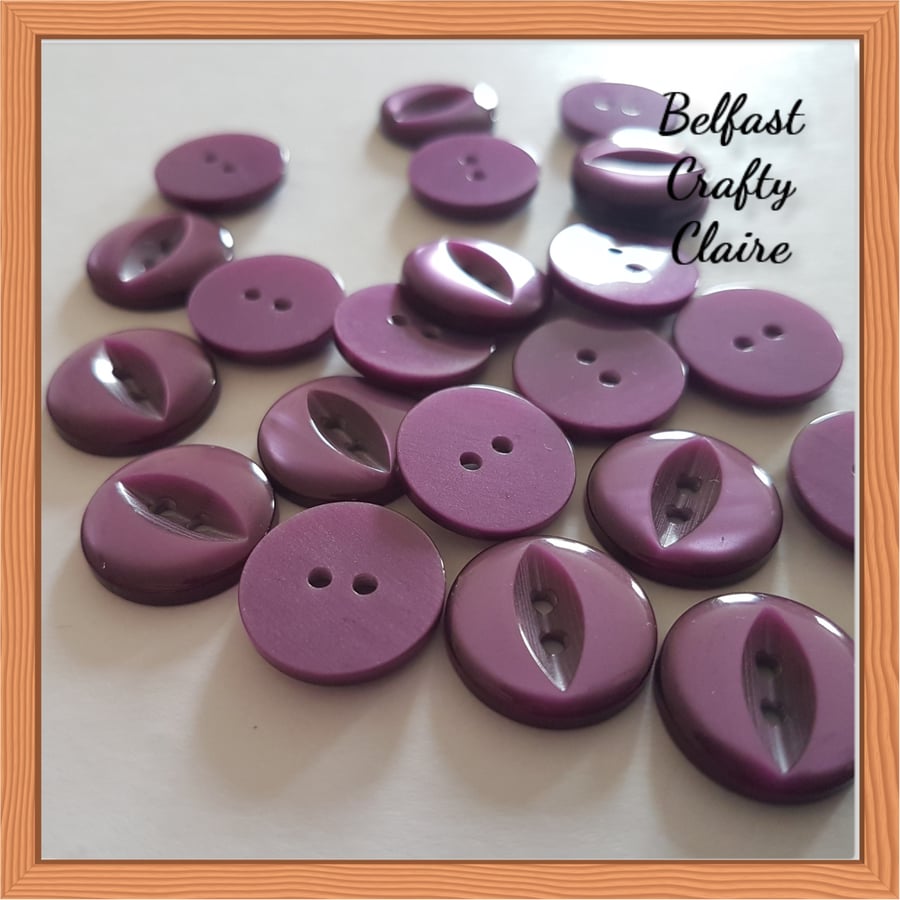 Fish Eye Style - Resin Buttons - PLUM - 4 Sizes Available