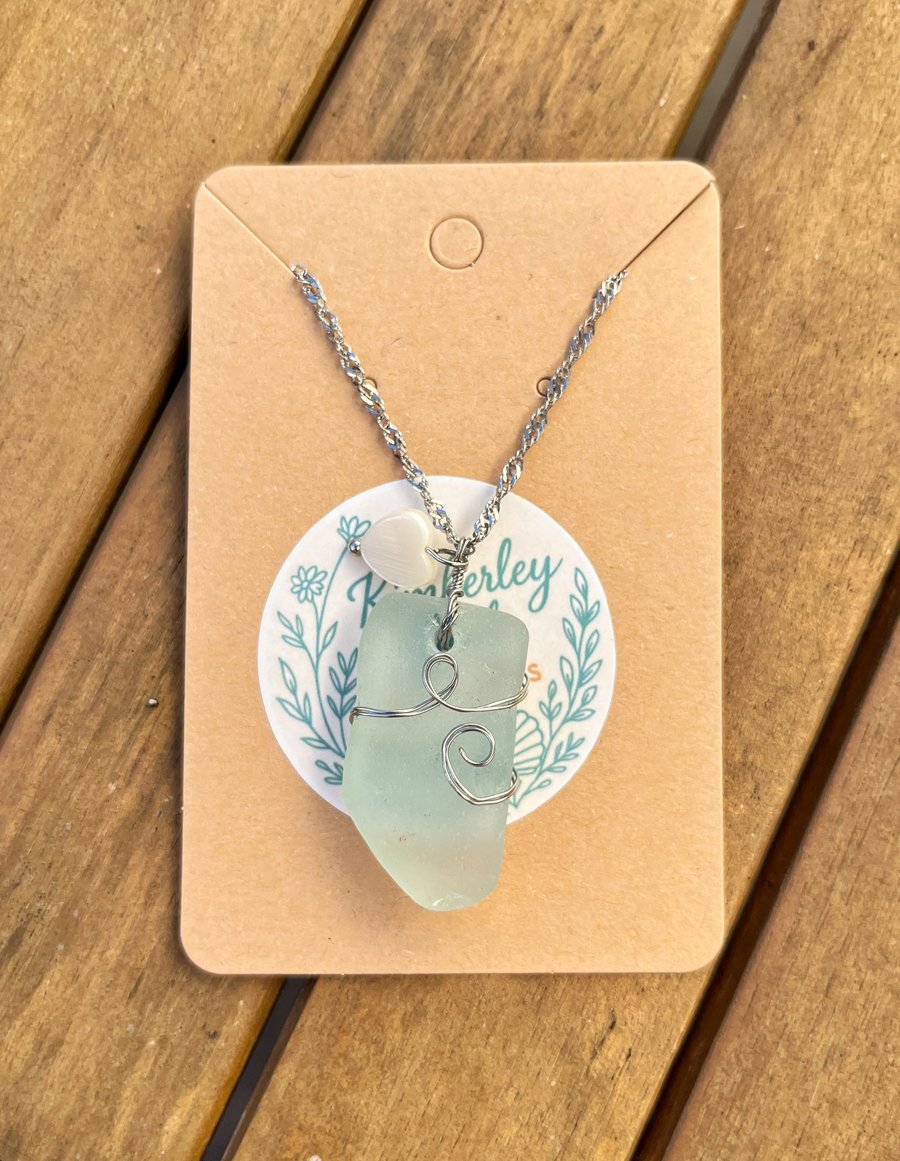 Marske-by-the-Sea Wire Wrapped Sea Glass Necklace 
