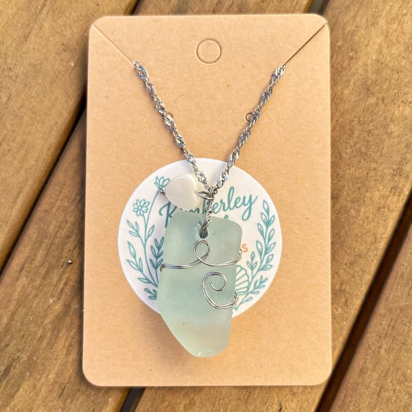 Marske-by-the-Sea Wire Wrapped Sea Glass Necklace 