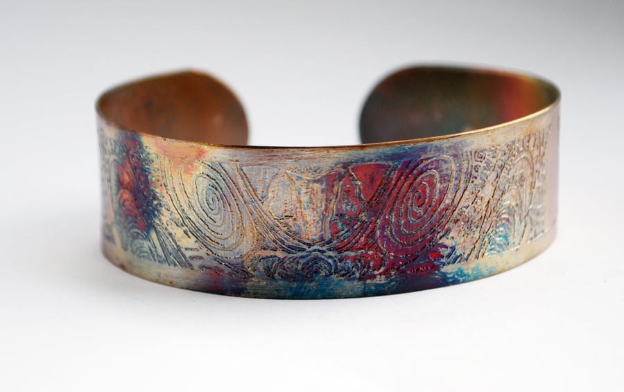 Copper Cuff Floating City design, landscape jewellery