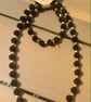Handmade Black Bead Necklace & Bracelet Set with Gold-Tone Accents
