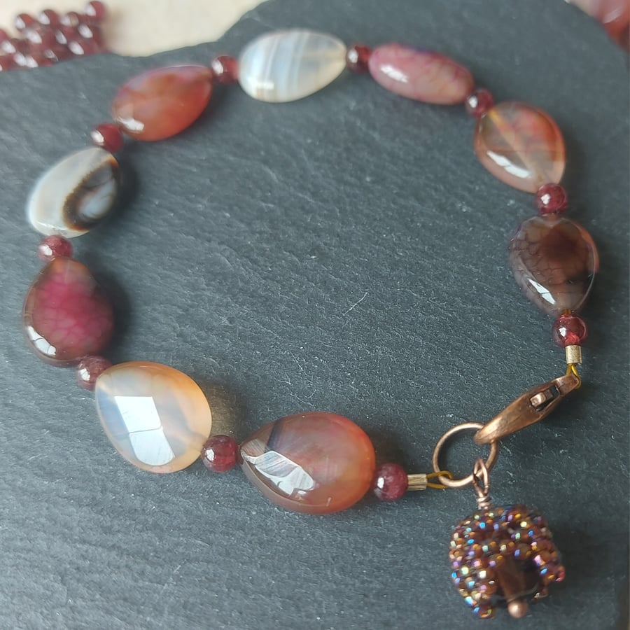 Garnet and Agate Bracelet