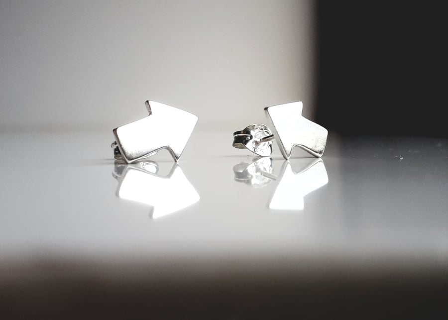 STERLING SILVER Stud Earrings, Hamdmade Urban Jewellery