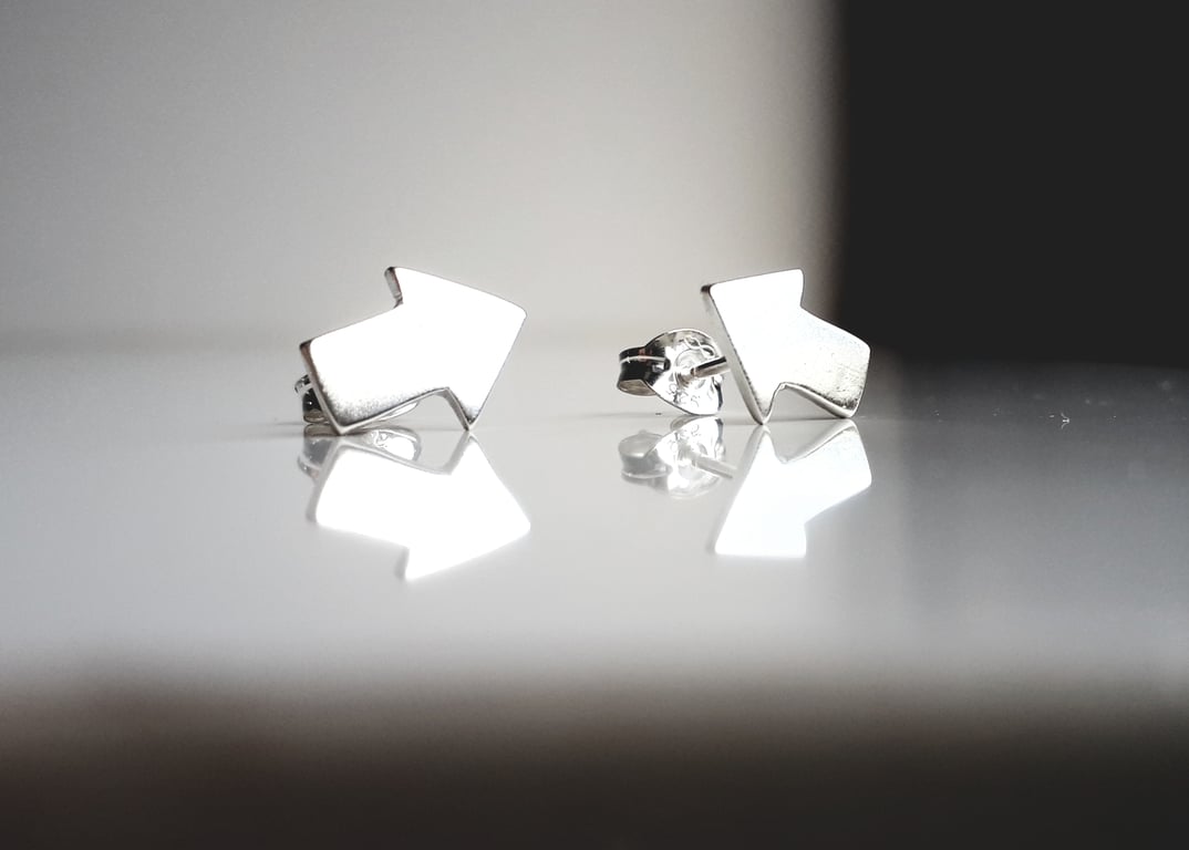 STERLING SILVER Stud Earrings, Hamdmade Urban Jewellery