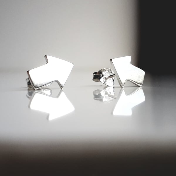 STERLING SILVER Stud Earrings, Hamdmade Urban Jewellery
