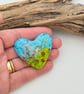 Standing Stones and Red Flowers Fused Glass Heart - Image 3