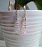 925 Silver & Purple Cats Eye & Pink Glass Leaf Dangle Earrings Earings Jewellery - Image 1