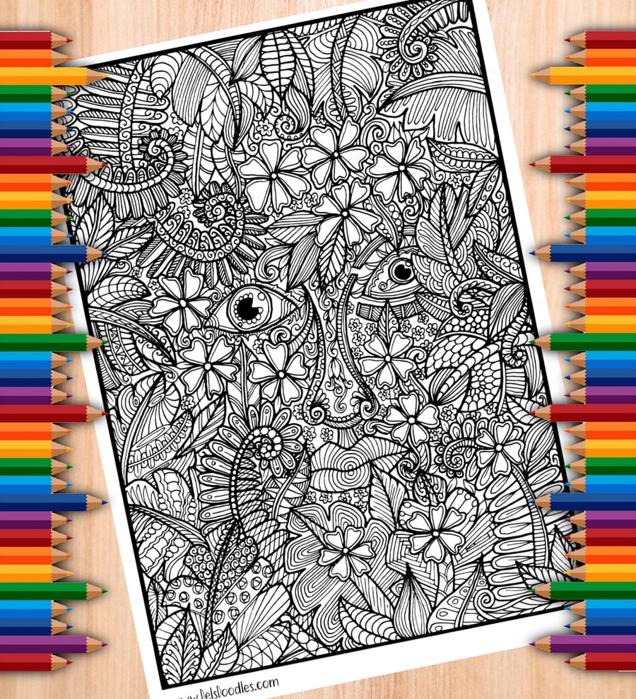 Digital Colouring Page - Leafy Face