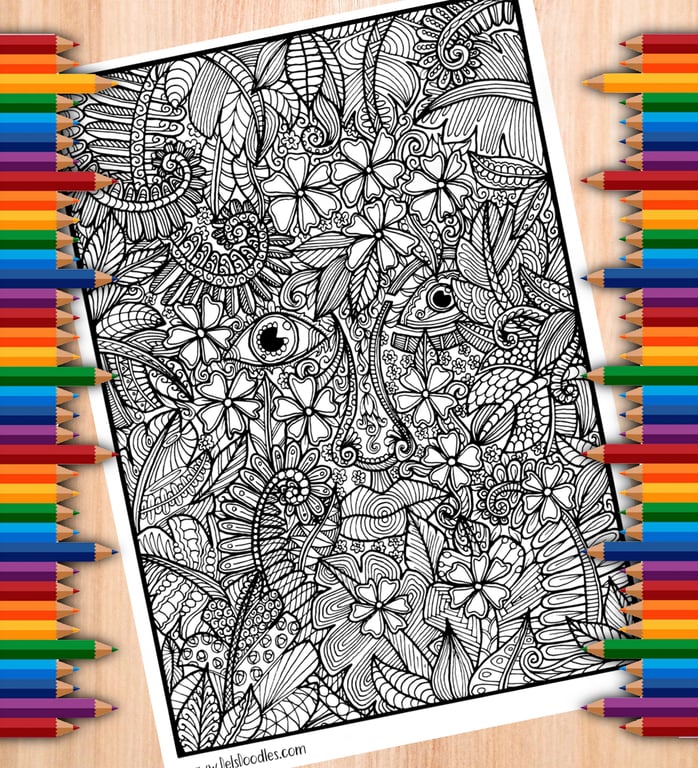 Digital Colouring Page - Leafy Face