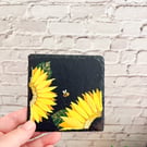Hand Painted Sunflower Coaster 