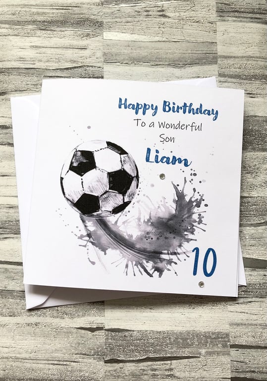Football Personalised Card For Him Her Happy Birthday Son Nephew Grandson Blue