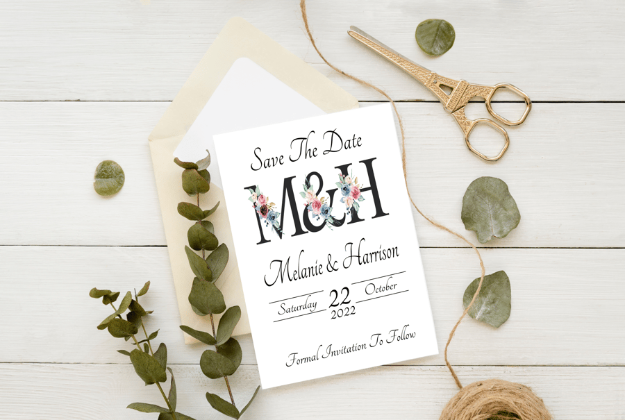 Letter Art Save The Date Wedding Invitation, Personalised Wedding Stationery