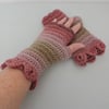 Fingerless Mitts with Dragon Scale Cuffs Assorted Pinks and Taupe