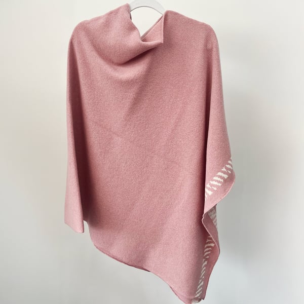 Summer Seconds Lambswool knitted poncho - calamine pink and white