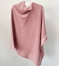 Lambswool knitted poncho - calamine pink and white