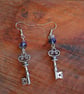 Steampunk earrings ornate keys and crystals