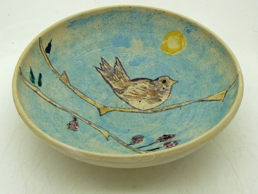 Bird on twig bowl