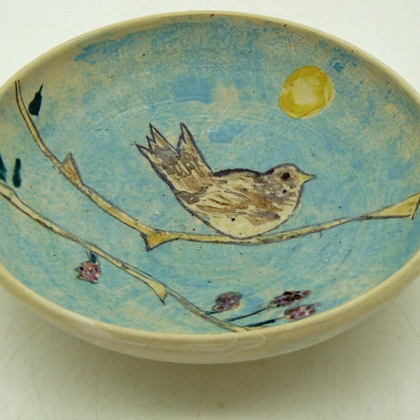 Bird on twig bowl