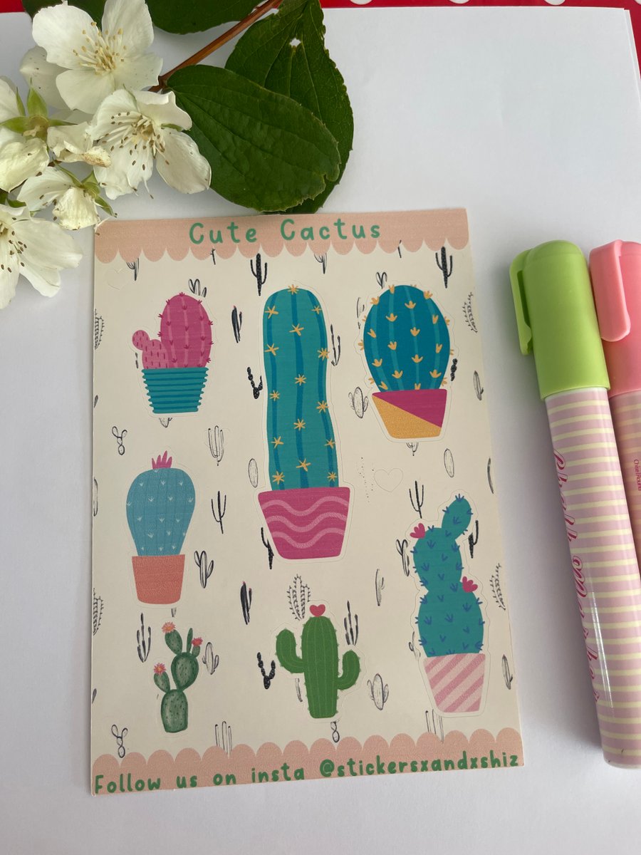Cactus Bullet Journal Stickers, planner, cute stickers, scrapbook 