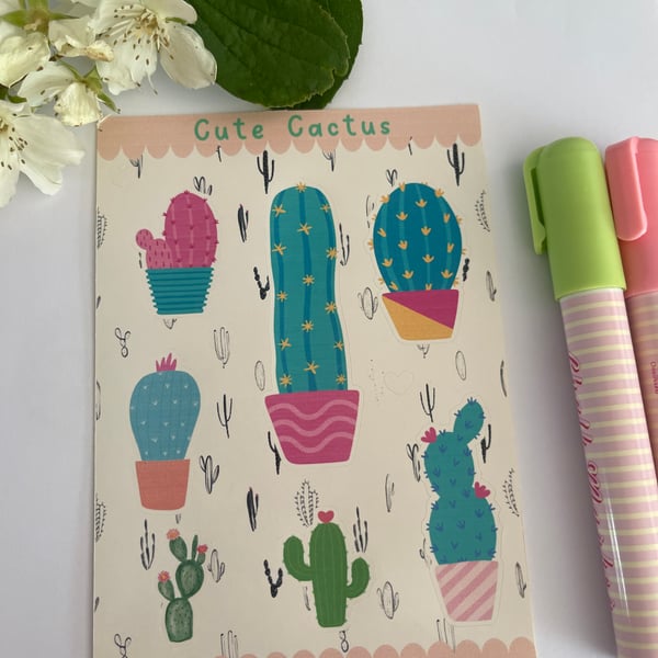 Cactus Bullet Journal Stickers, planner, cute stickers, scrapbook 