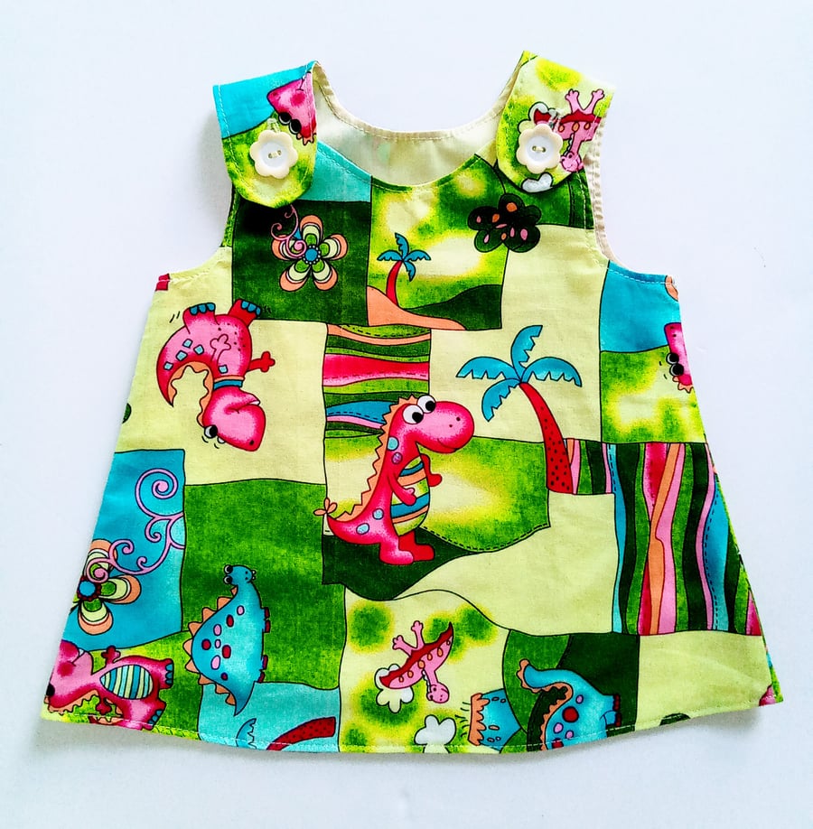 Dress, 0-3 months, A Line dress, Dinosaurs, Summer dress, pinafore