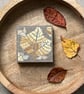 Mosaic Botanical Art - Golden Leaf Mosaic Wall Plaque in Grey